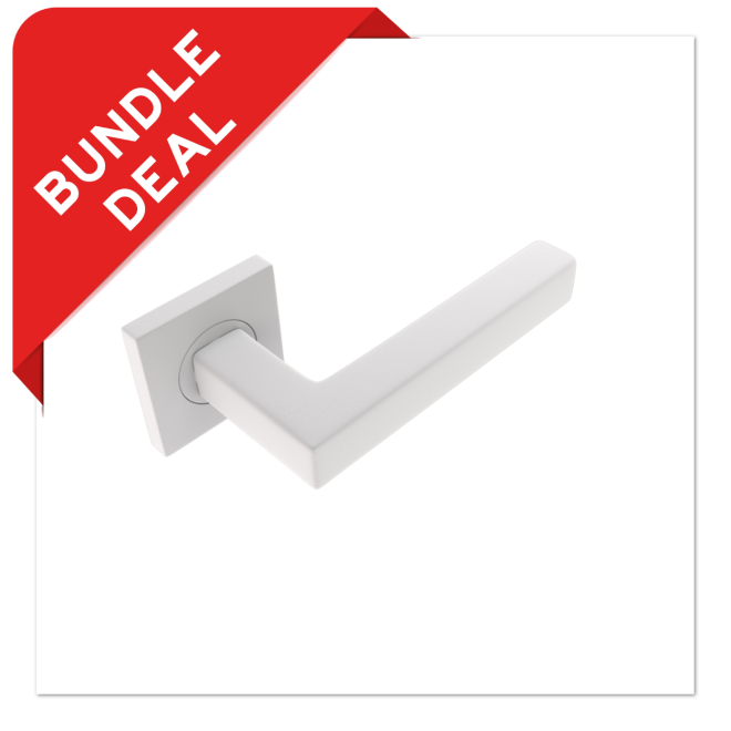 Sluitwerkpakketten met Deurkruk Squared 16 Regular Wit